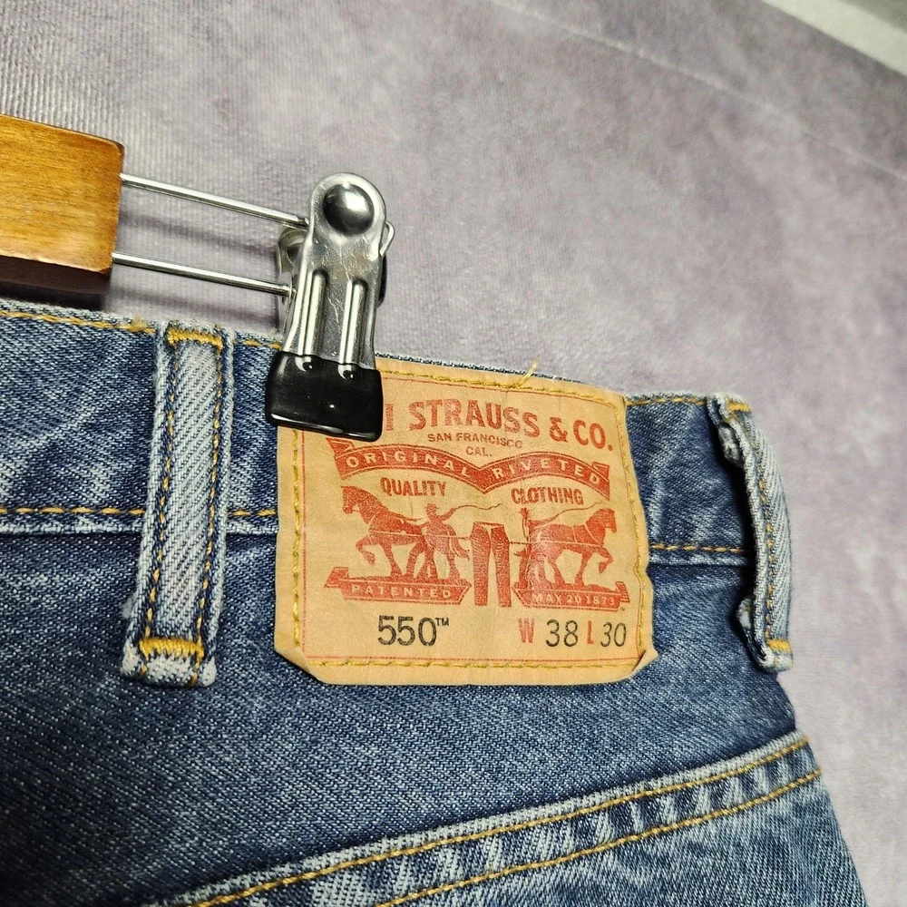 Levis 550 Mens Relaxed Fit Tapered Leg Jeans Medium Wash Blue 38x30